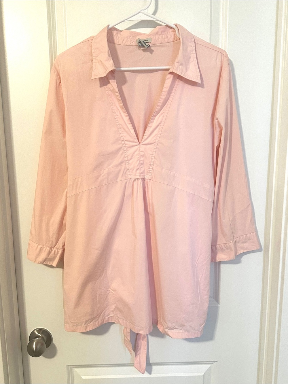Y2K Vintage Old Navy Maternity XXL Pink V-Neck 3/4 Sleeve Tunic Blouse Tie Back